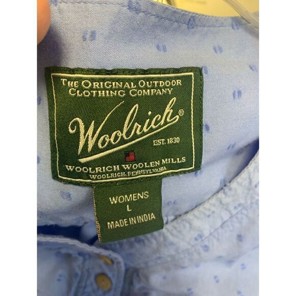 Woolrich Blue Cotton Boho Blouse Size L - Picture 8 of 11